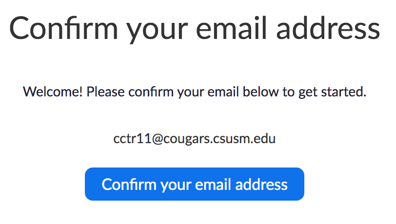 confirm email switch from free Zoom account to CSUSM Zoom account