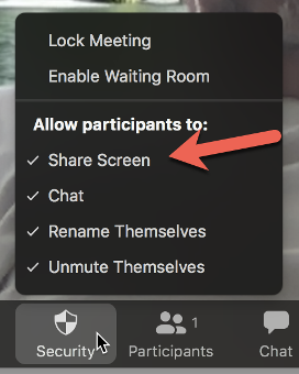 prevent participants from sharing the screen in a zoom meeting