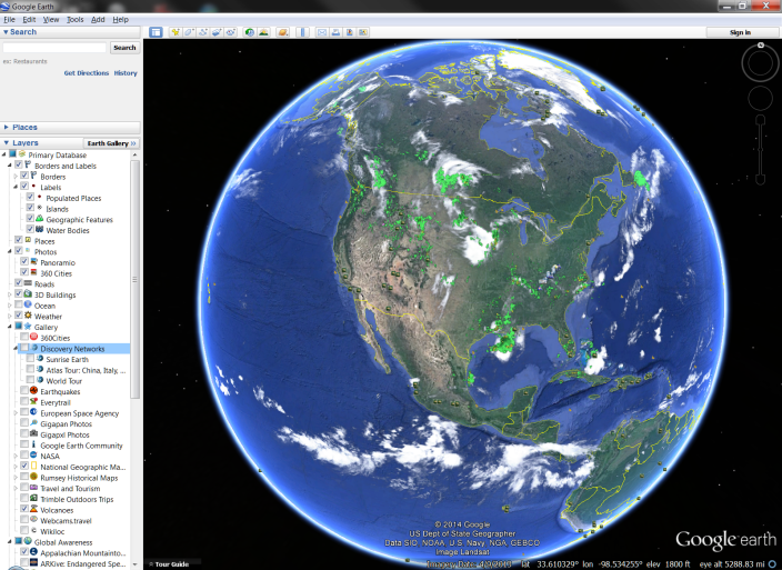 Figure 3 - Google Earth view of North America