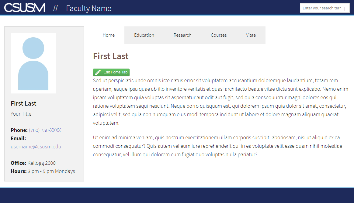 faculty template example